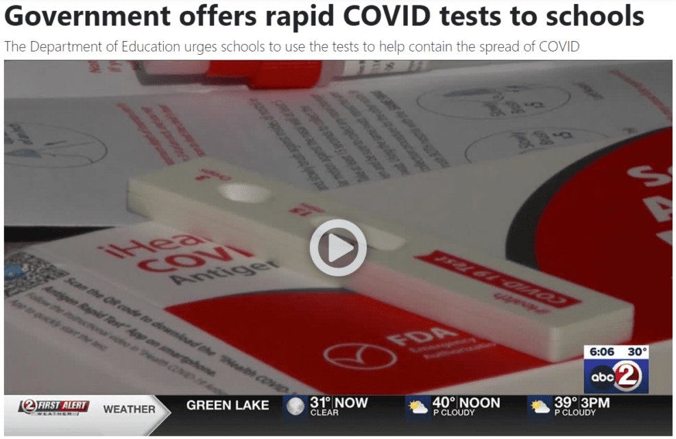 U.S. Government to Provide Free Rapid COVID Tests for Schools Nationwide