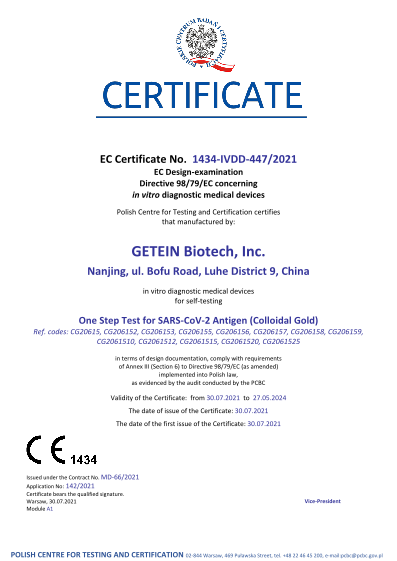 CE Zertifikat - Getein