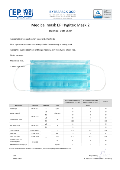 Techn. Datenblatt - EP Hygitex - Schutzmaske