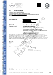 Zertifikat (TÜV) - MediGauze - Schutzkittel