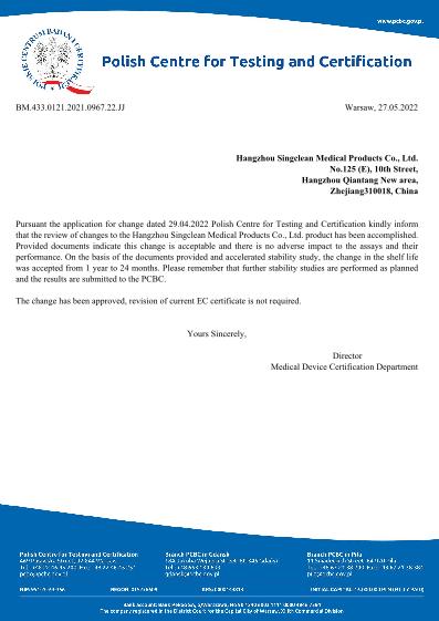 CE Zertifikat PCTC - Singclean - Nasal