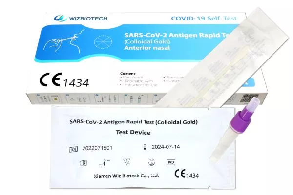 Wiz Antigen rapid self test 1 box back items